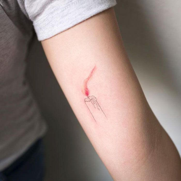 candle tattoo minimalist