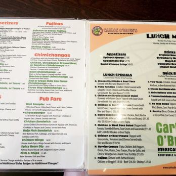 carlos o bryans menu