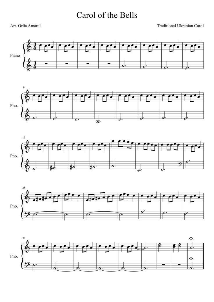 carol of the bells partitura piano