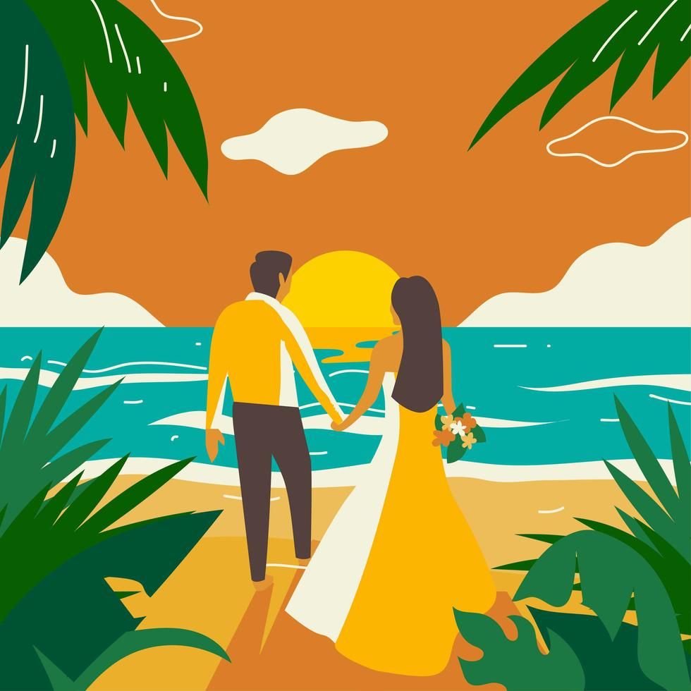 cartoon beach wedding