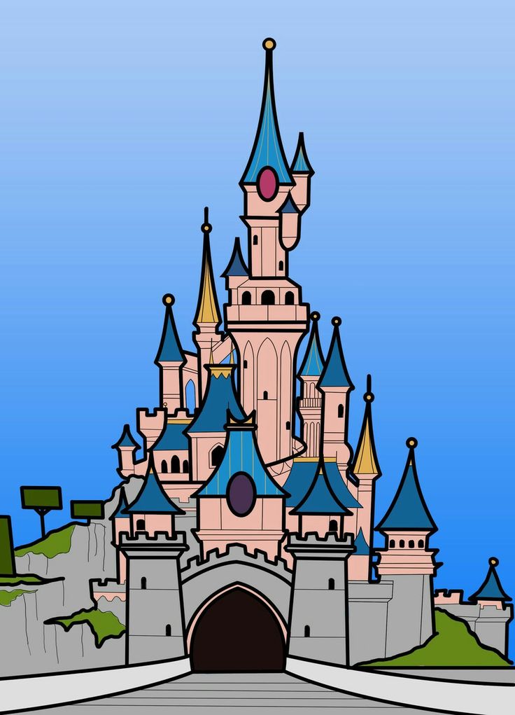 cartoon disney castle drawing