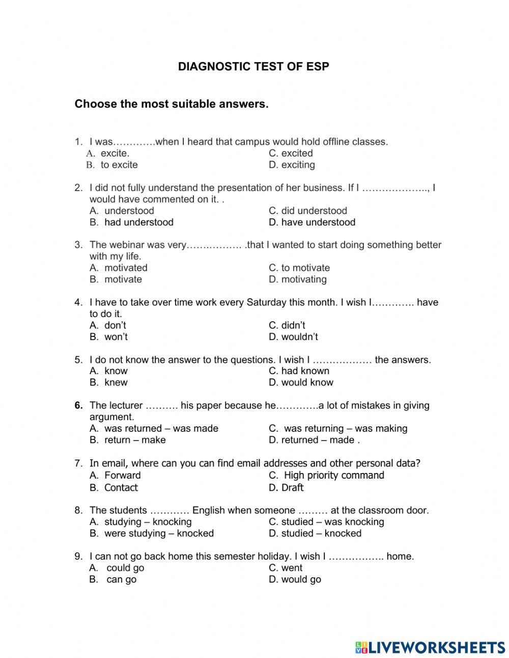 esp 7 diagnostic test