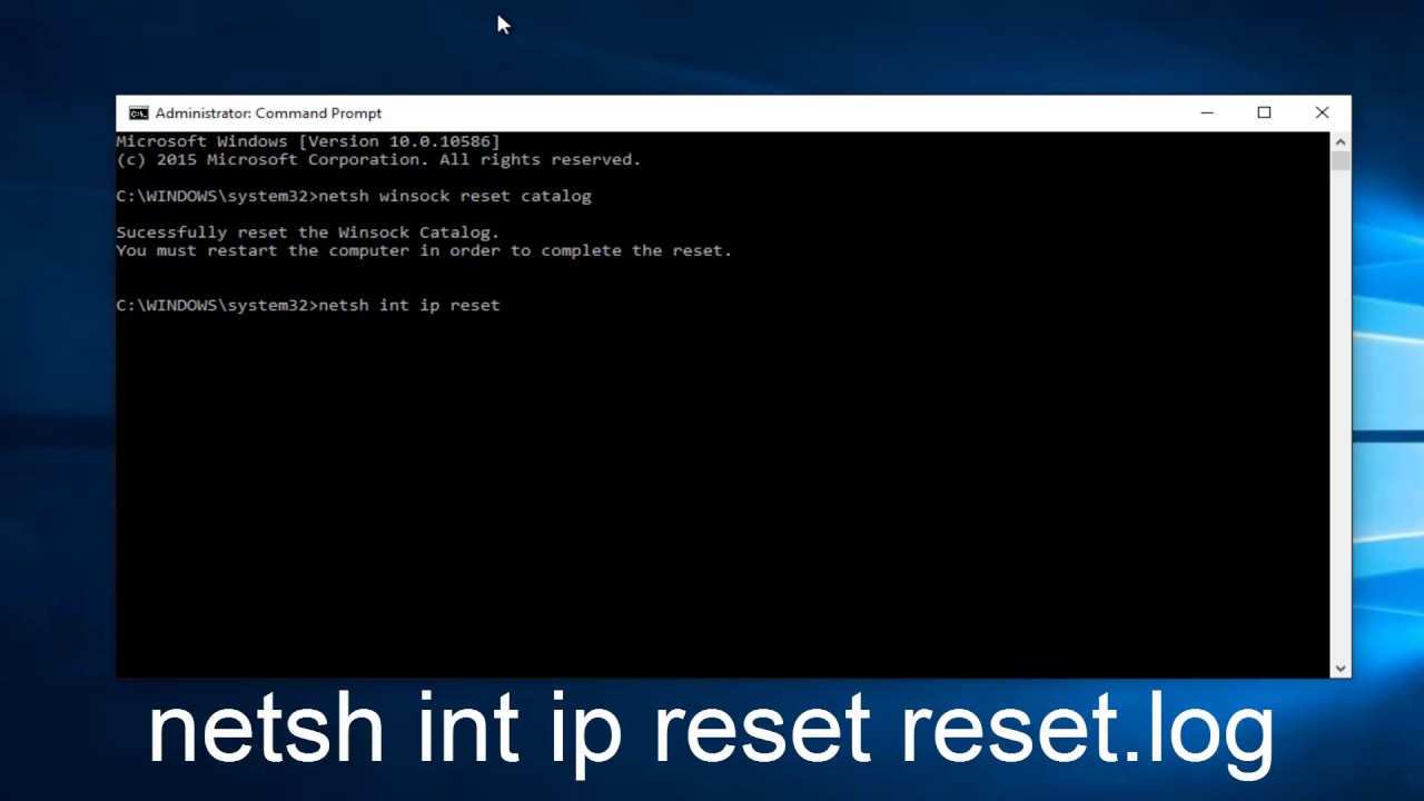 netsh winsock reset windows 10