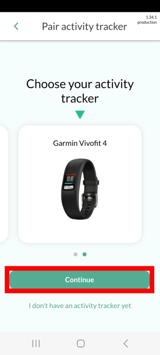 pair garmin vivofit