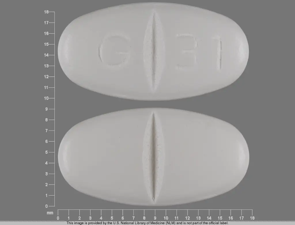 white oblong pill g 31