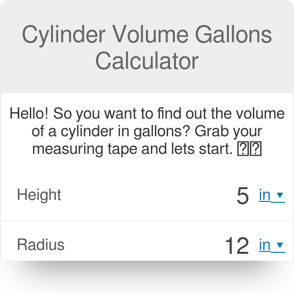 volume in gallons of a cylinder calculator