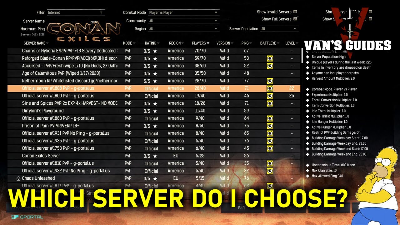 conan exiles server list