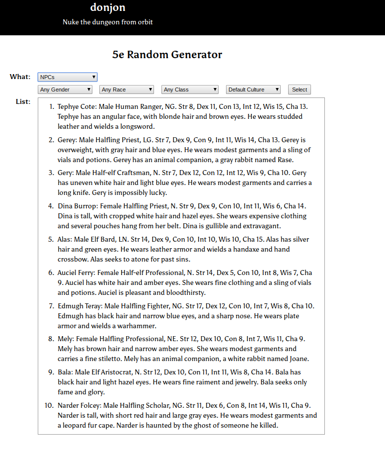 dnd 5e npc generator
