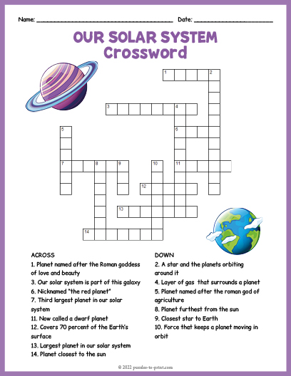 centre of the solar system crossword clue