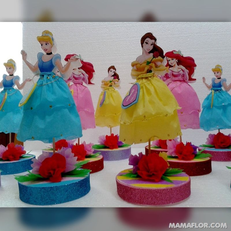 centros de mesa de princesas para fiestas infantiles