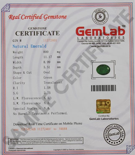 certified emerald stone