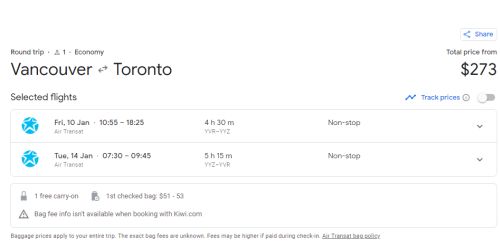 cheap flights from vancouver to toronto