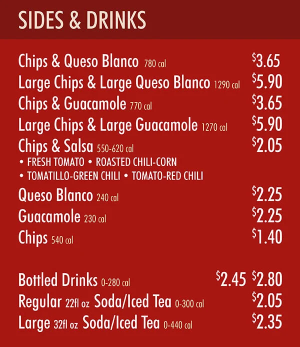 chipotle mexican grill price menu