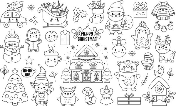 christmas clipart black white