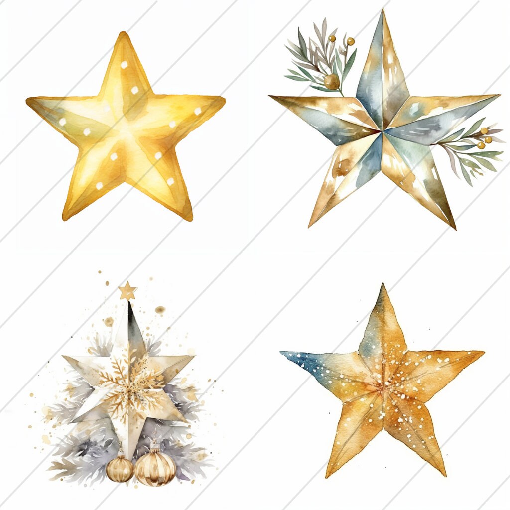 christmas star watercolor