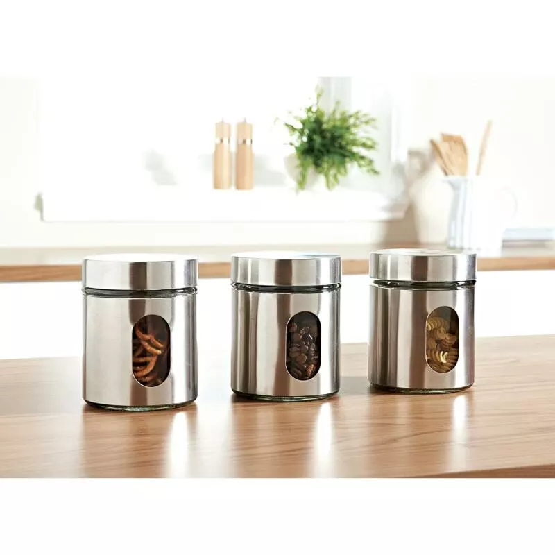 chrome tea coffee sugar canisters