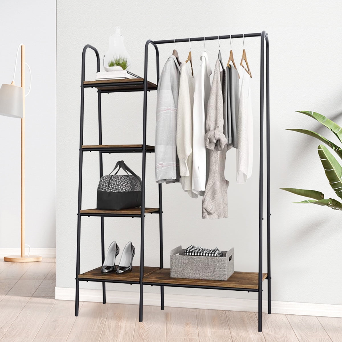 clothing rack with shelves