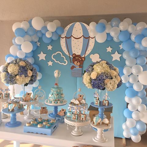 como hacer adornos para baby shower de niño