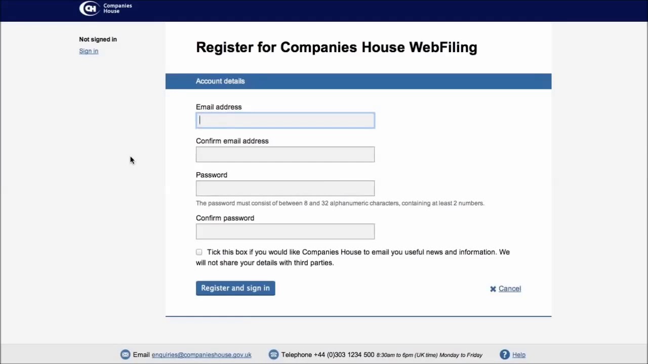 companies house webfiling login