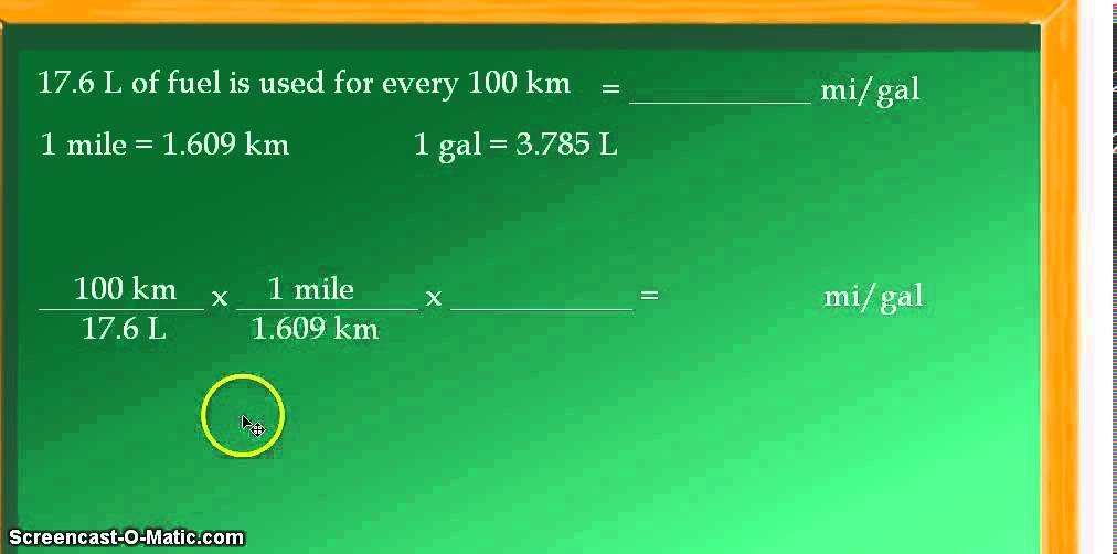 convert l 100km to mpg