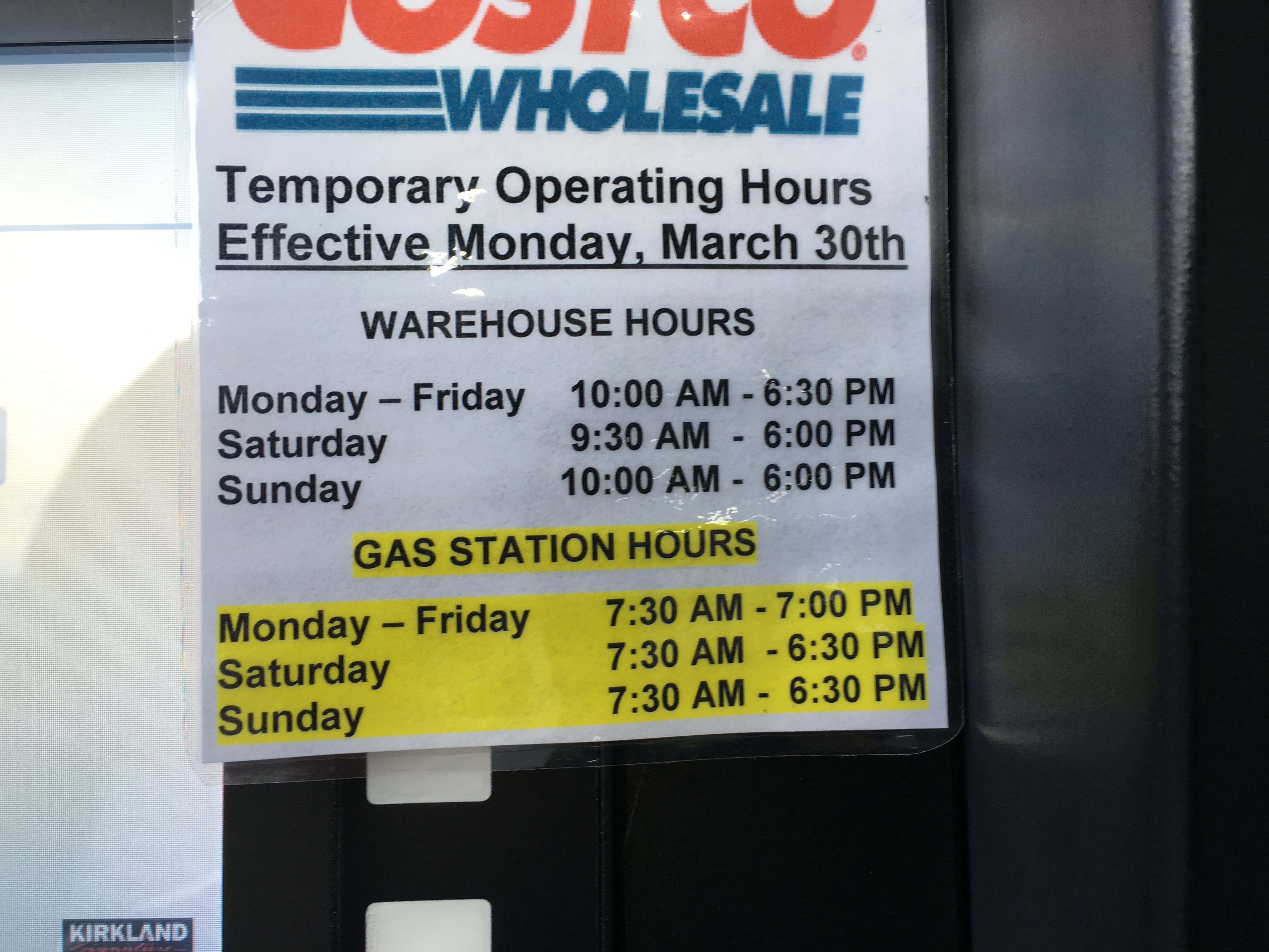 costco hours today sunday