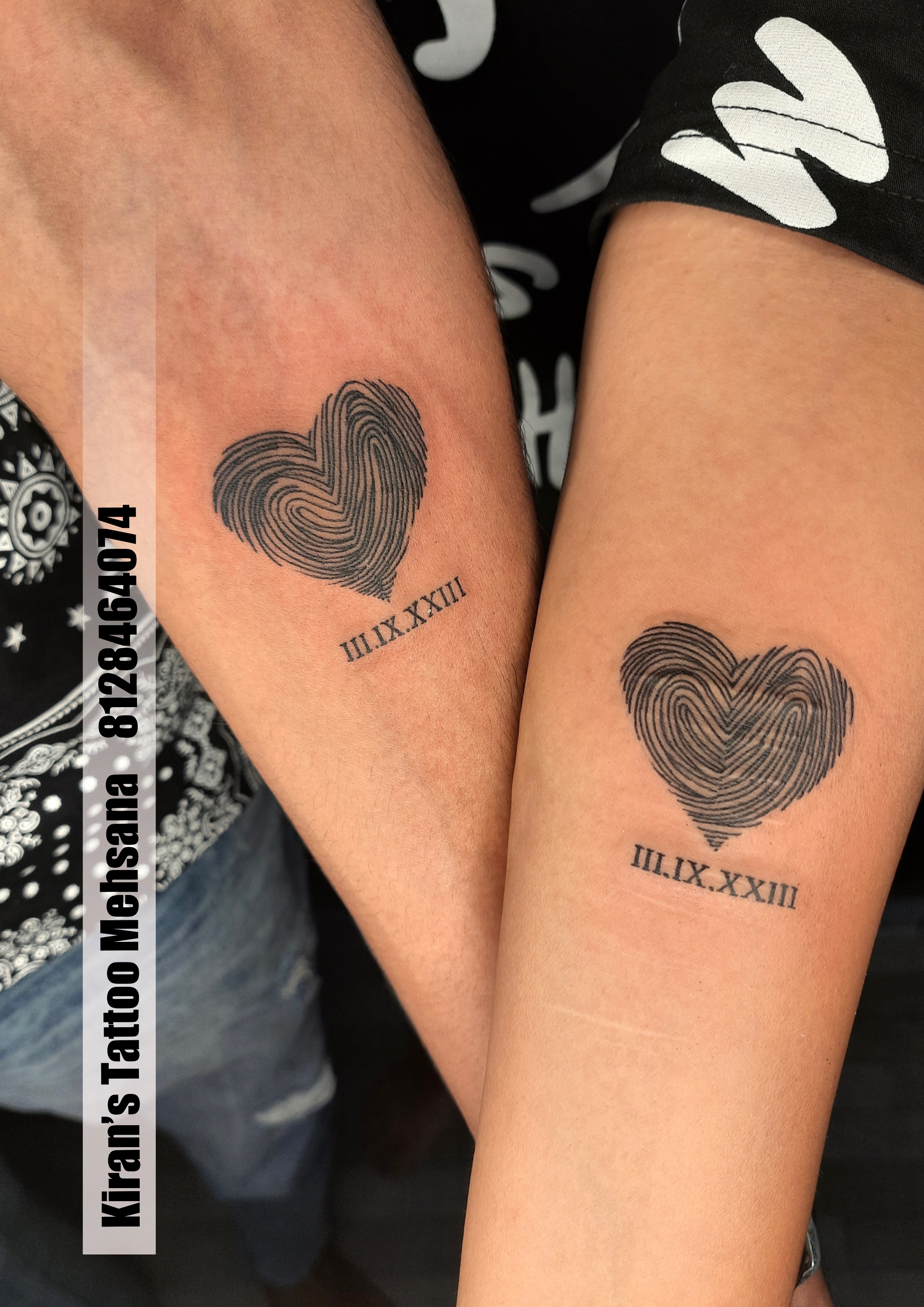 couple fingerprint heart tattoo