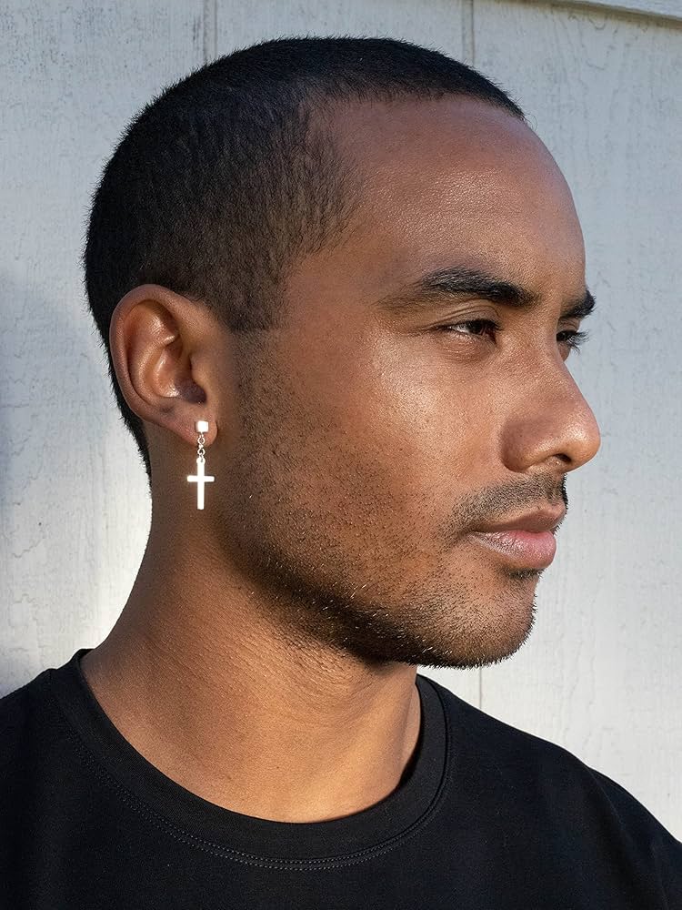 cross earrings for guys