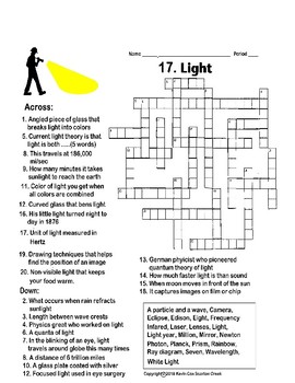 crossword clue light