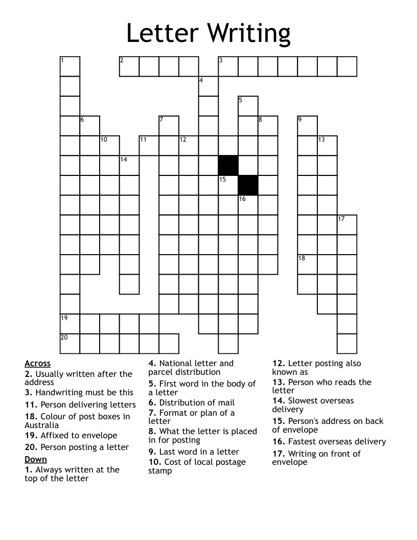 crossword clue type of letter