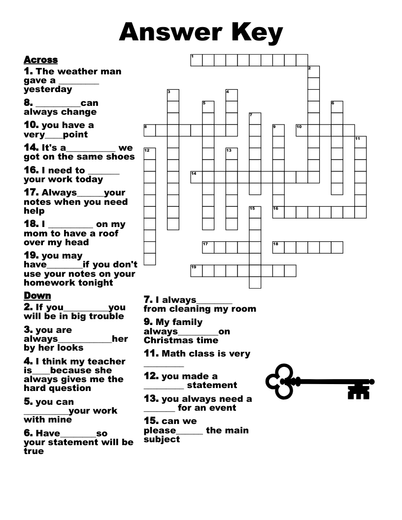 crossword puzzle answers