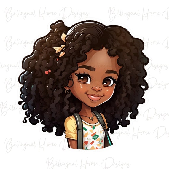 curly hair girl clipart