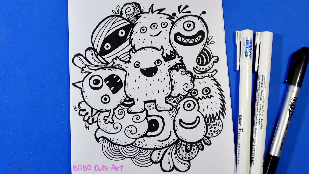 cute doodle monsters