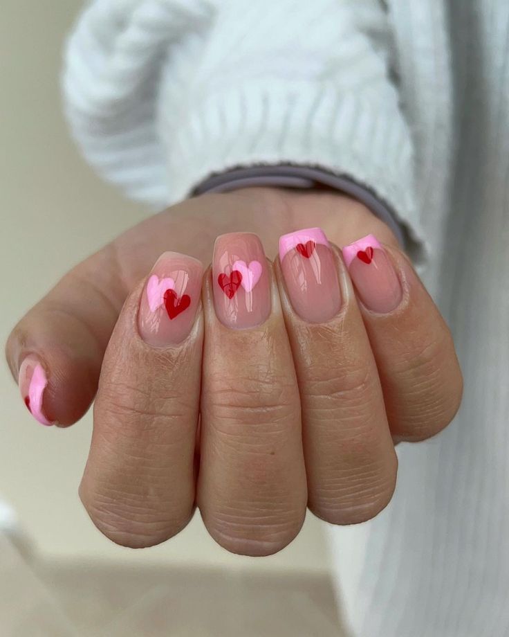 cute heart nails