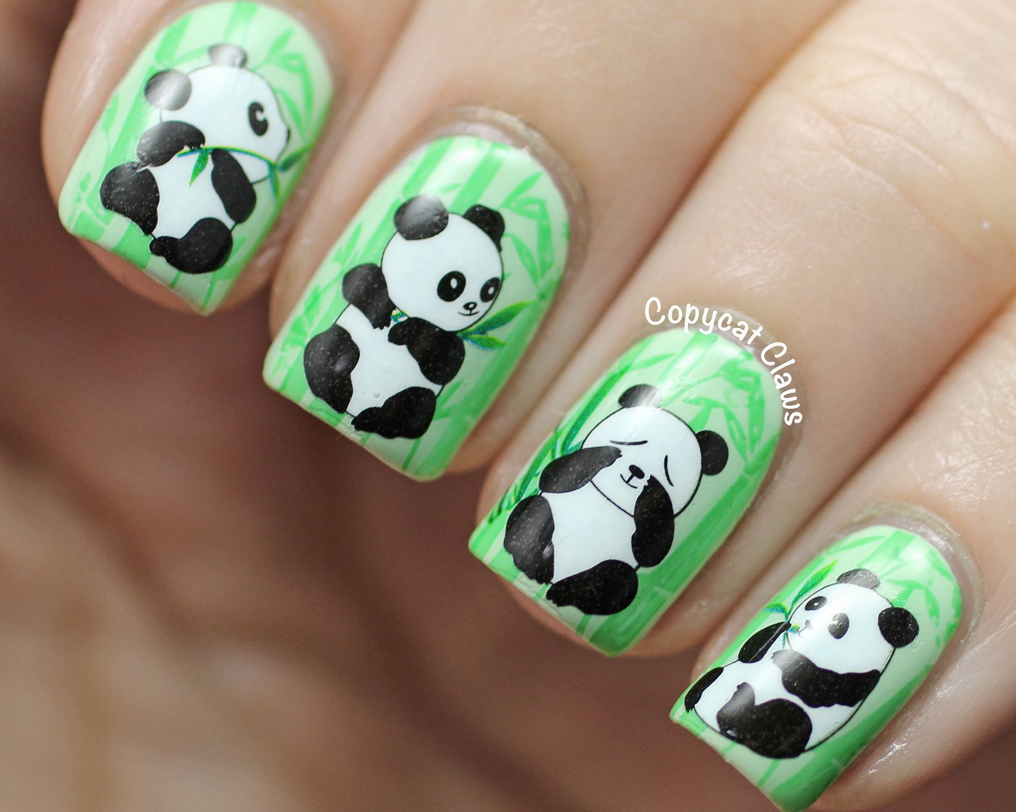 cute panda nail art