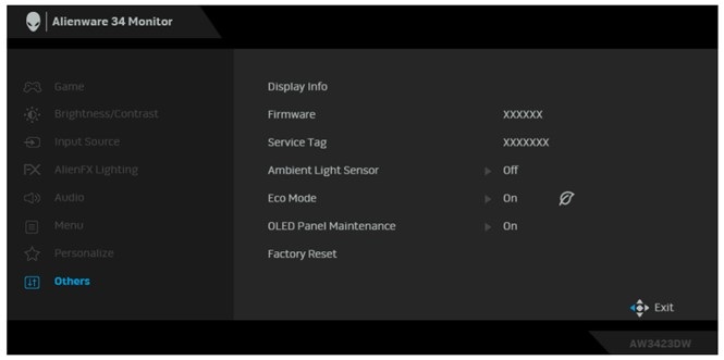 alienware aw3423dwf hdr settings