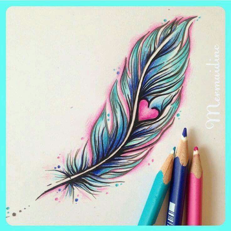 feather heart tattoo