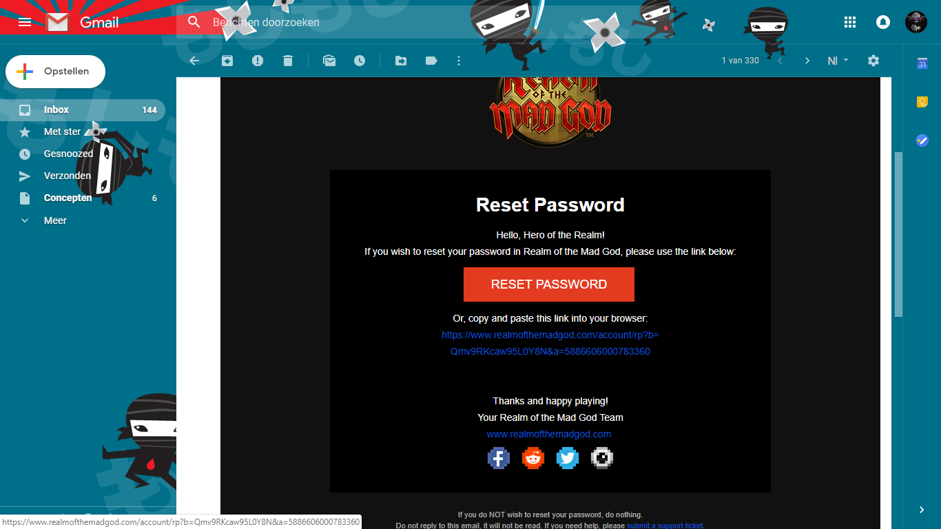 ninja kiwi reset password