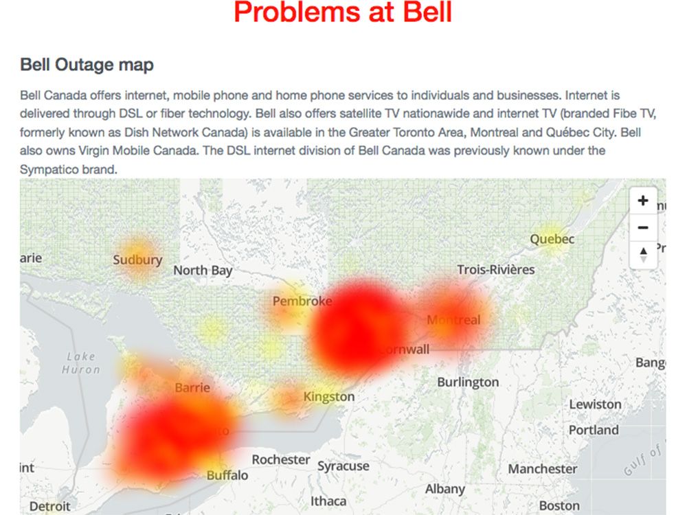 bell internet outage today