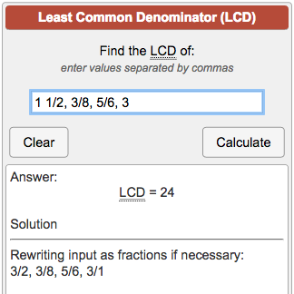 common denominator of 3 and 5