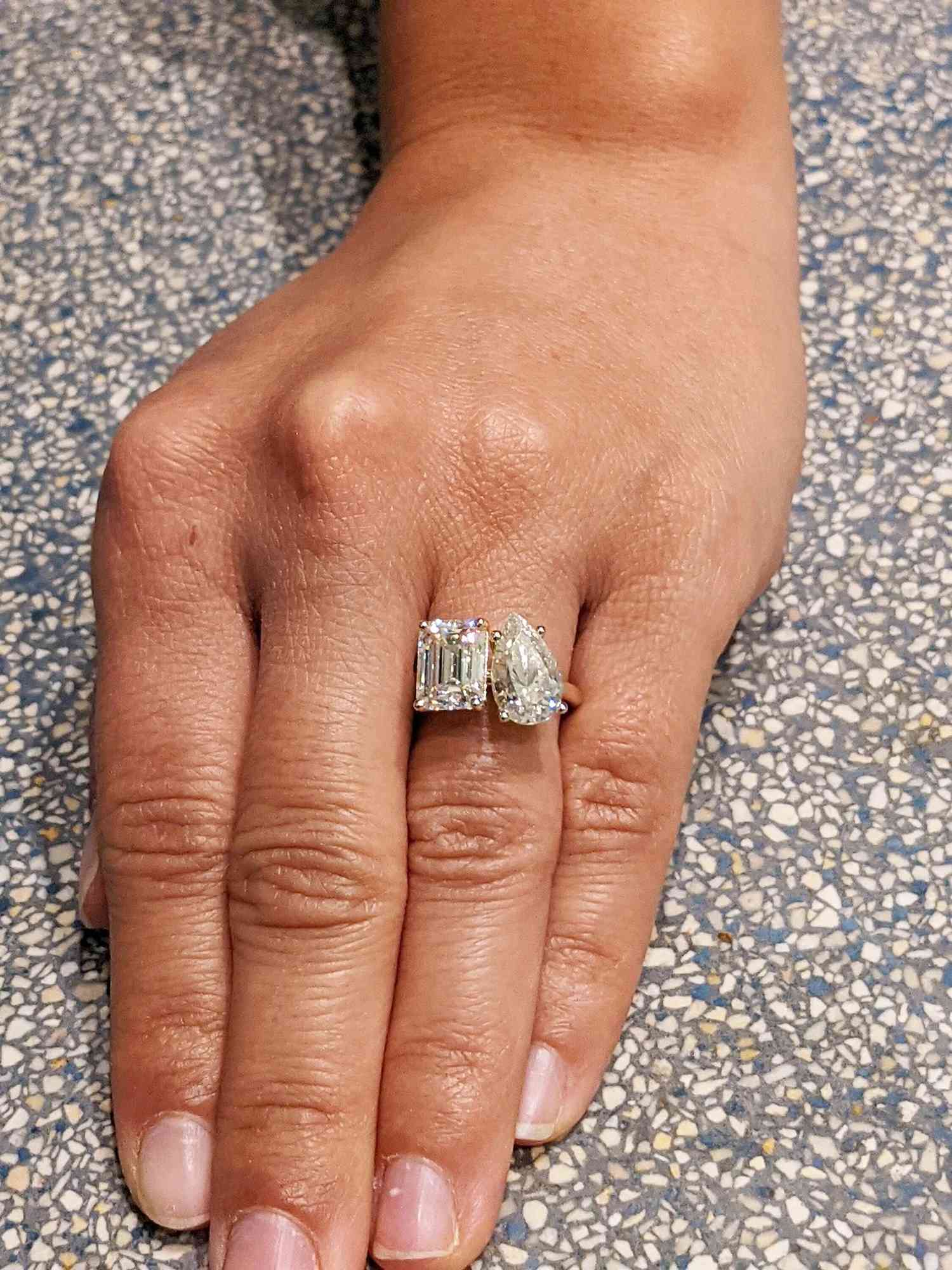 modern two-stone engagement ring