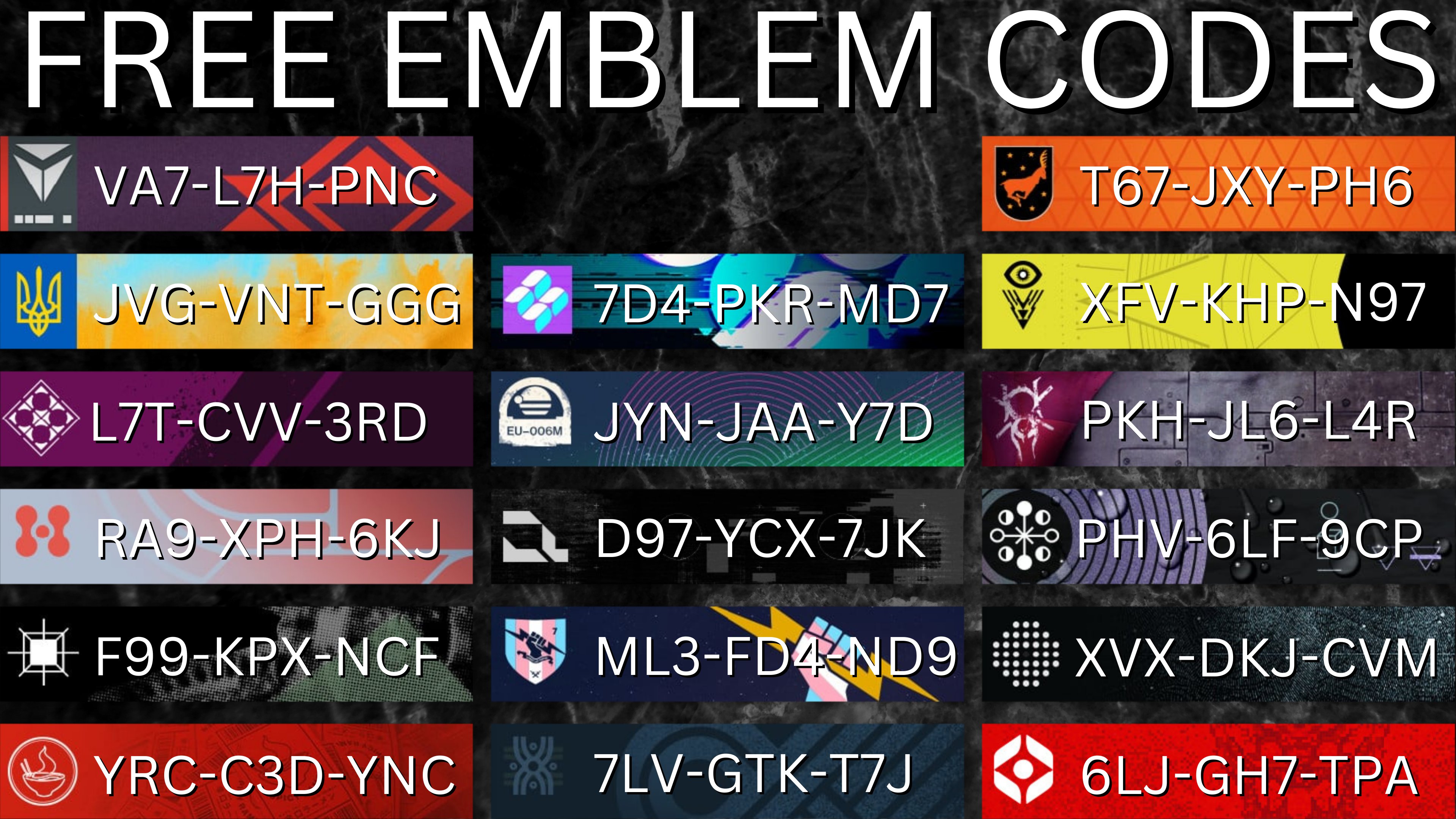 destiny 2 emblems codes