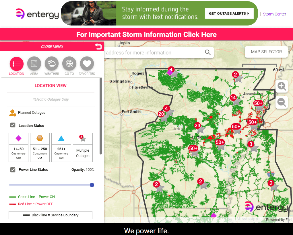 entergy power outage map