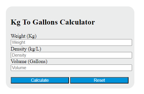 kilograms to gallons