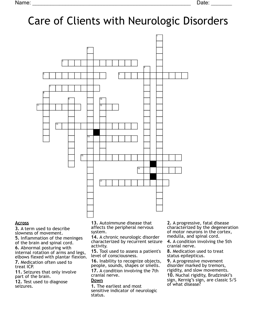 having a nervous disorder crossword clue