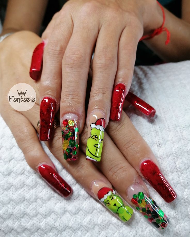 uñas navideñas grinch