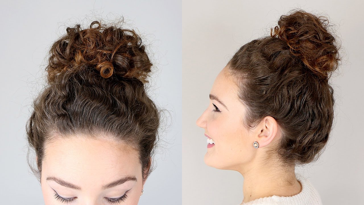 curly messy bun hair