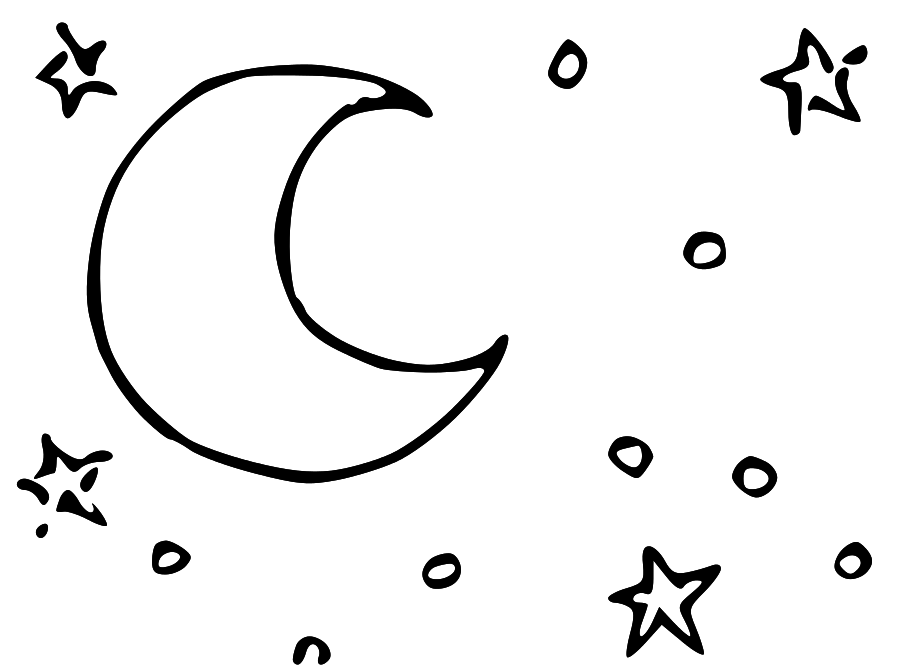 black and white clipart of moon