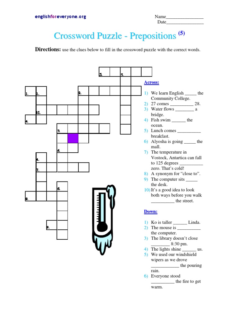 preposition about crossword