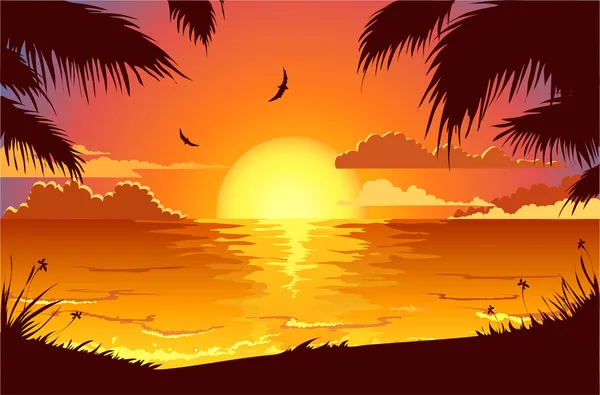 dessin coucher de soleil simple