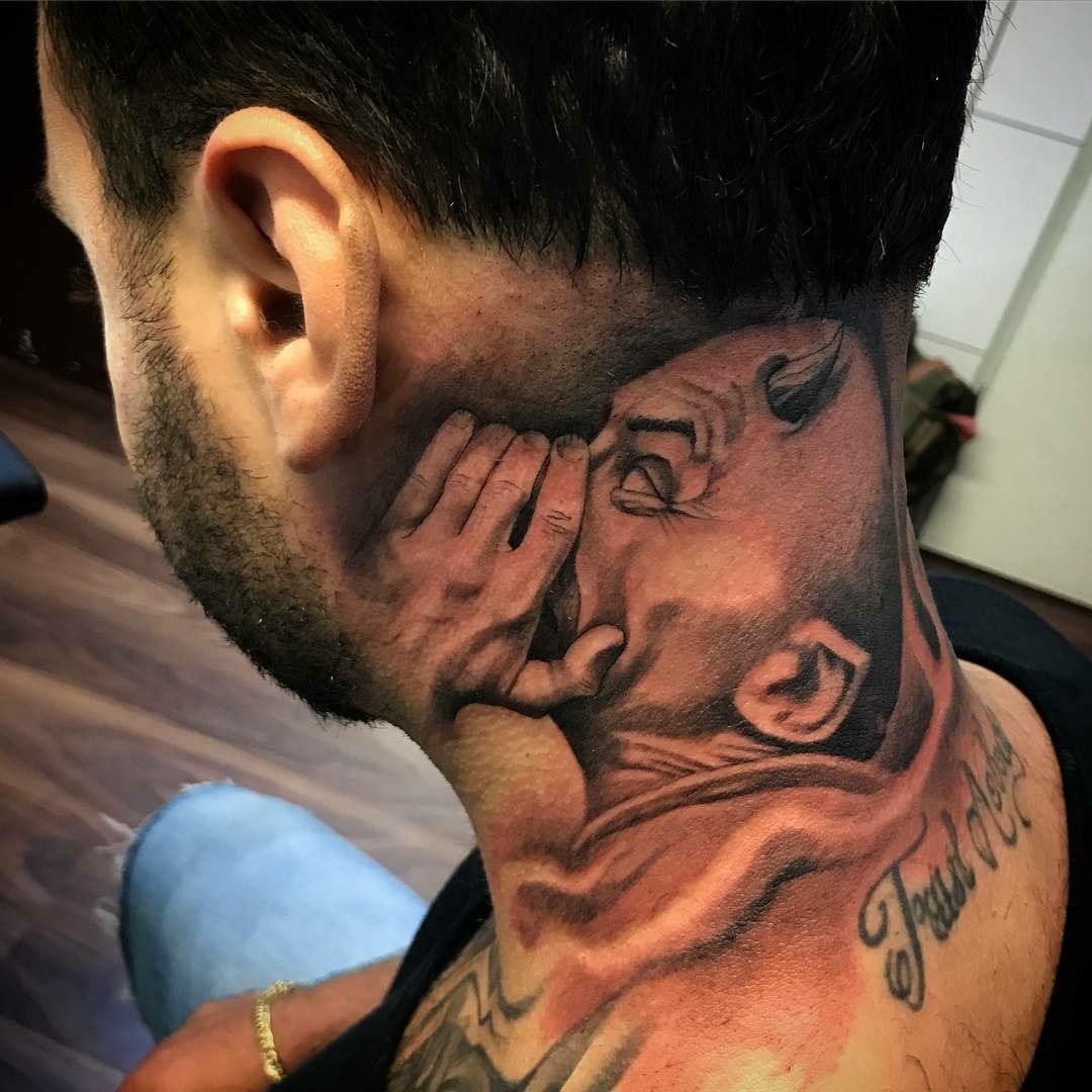 devil neck tattoo